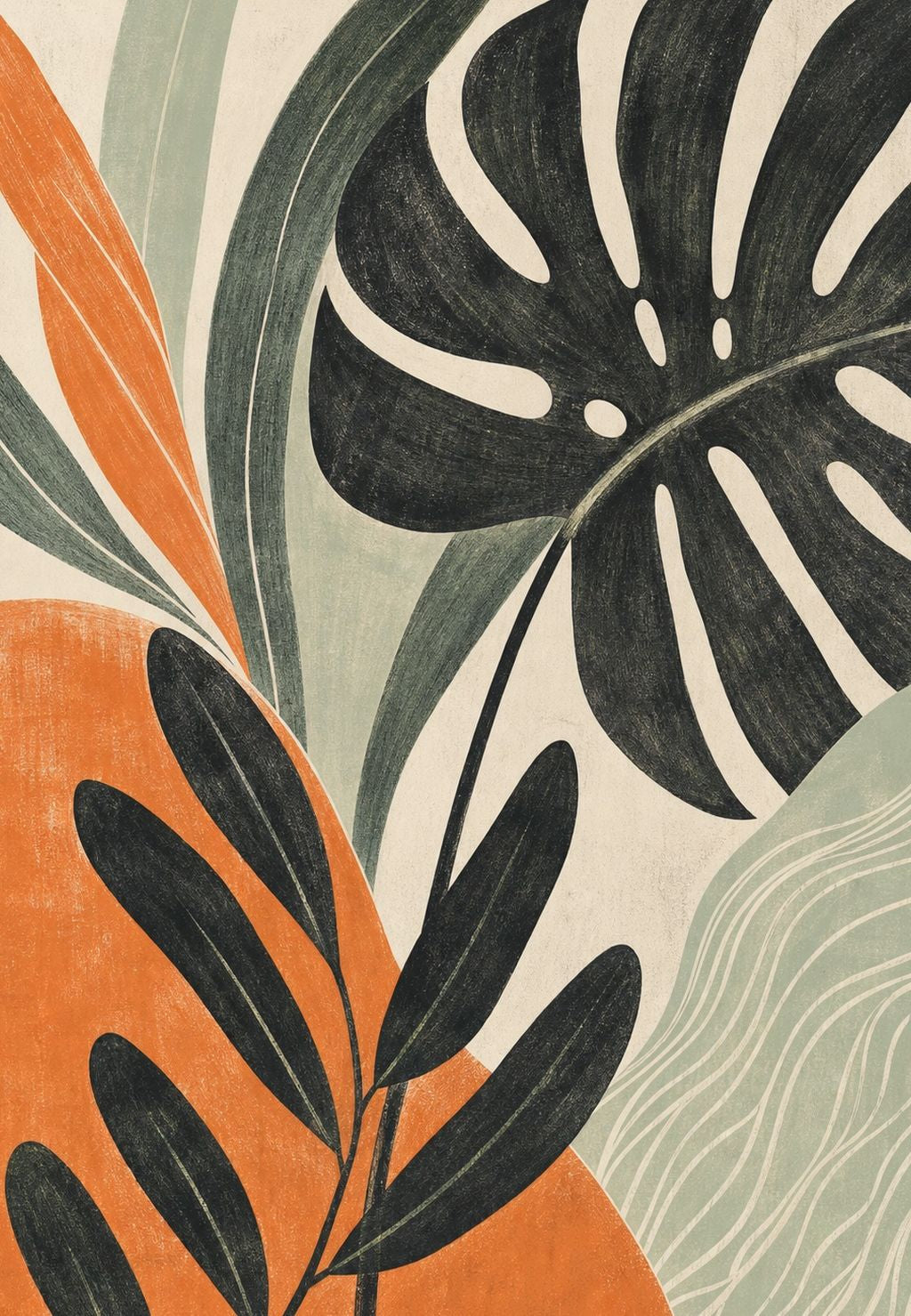 Black Leaves on Orange