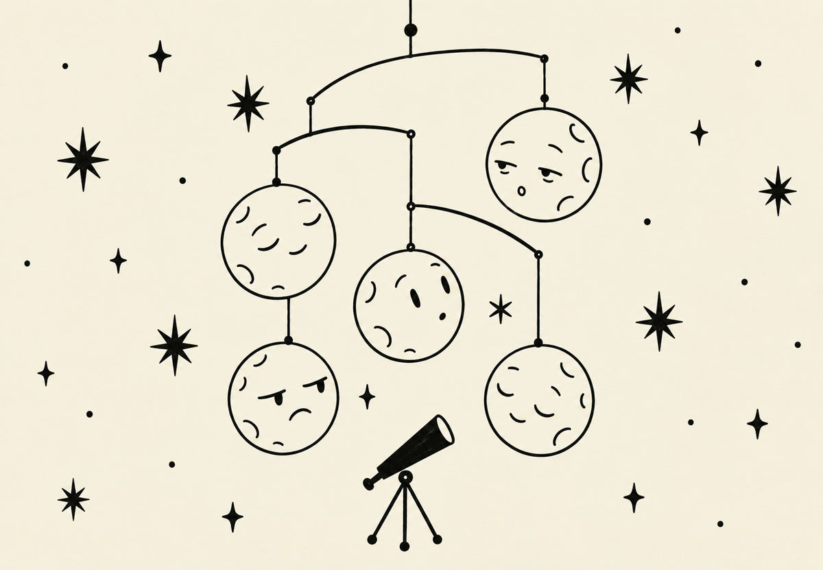 Hanging Moons and Telescope (Landscape)