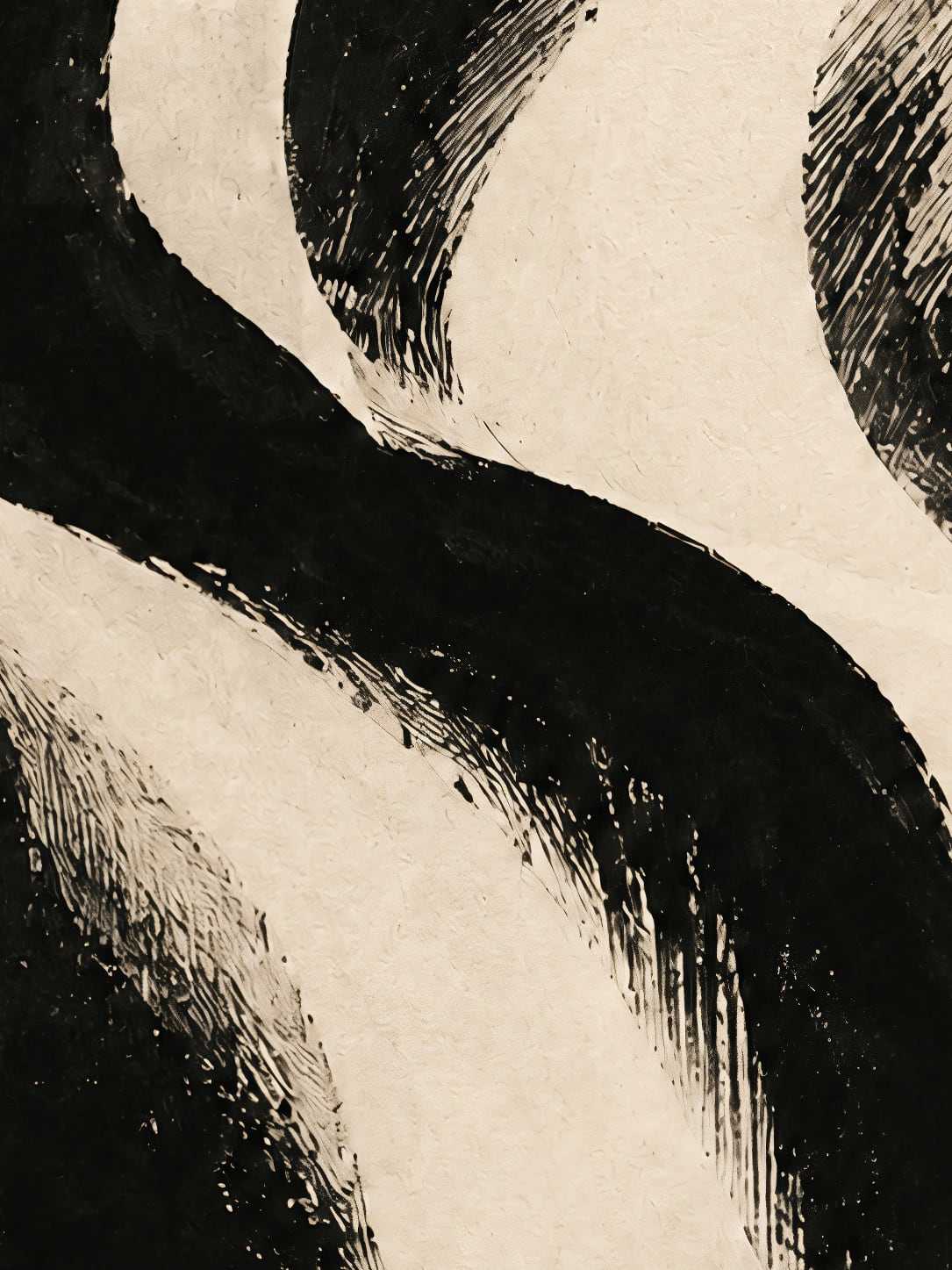Detail a taille reelle du tirage, affiche nature ondulations noires portrait