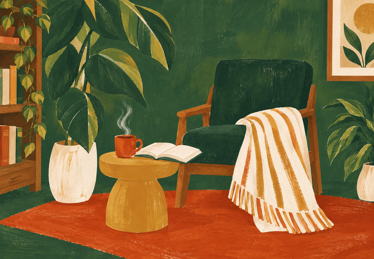 Tea Break and Reading in the Living Room (Landscape)