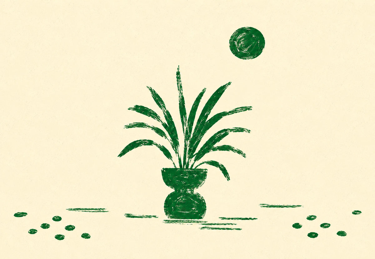 Potted Plant Under a Green Sun (Landscape)