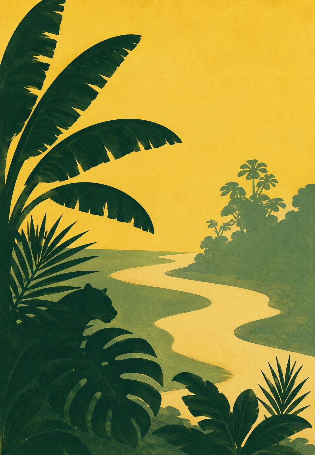 Río dorado en el corazón de la jungla