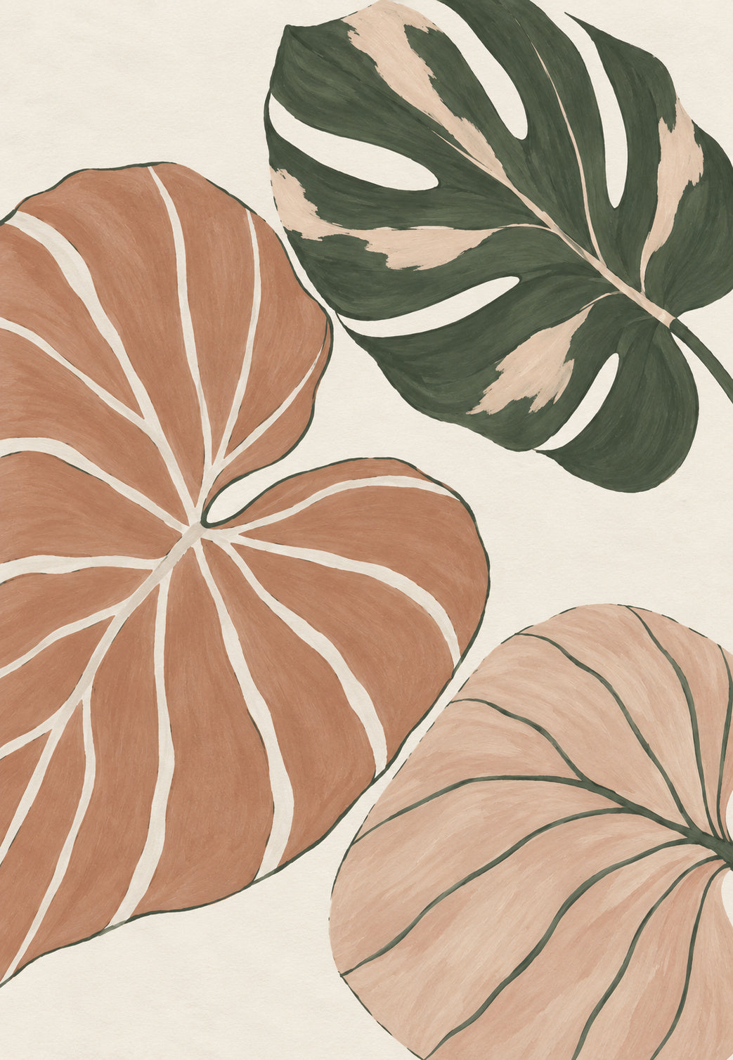 Trio de feuilles tropicales