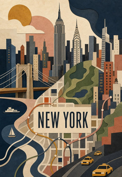 New York - Die Leuchtreklame am Fluss