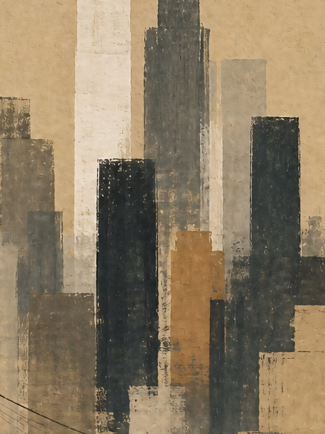 Detail a taille reelle du tirage, affiche new york la brume sur les tours