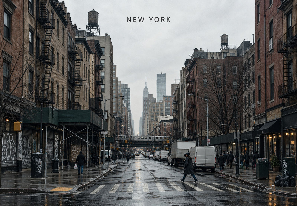New York - The street in the rain (Landscape)