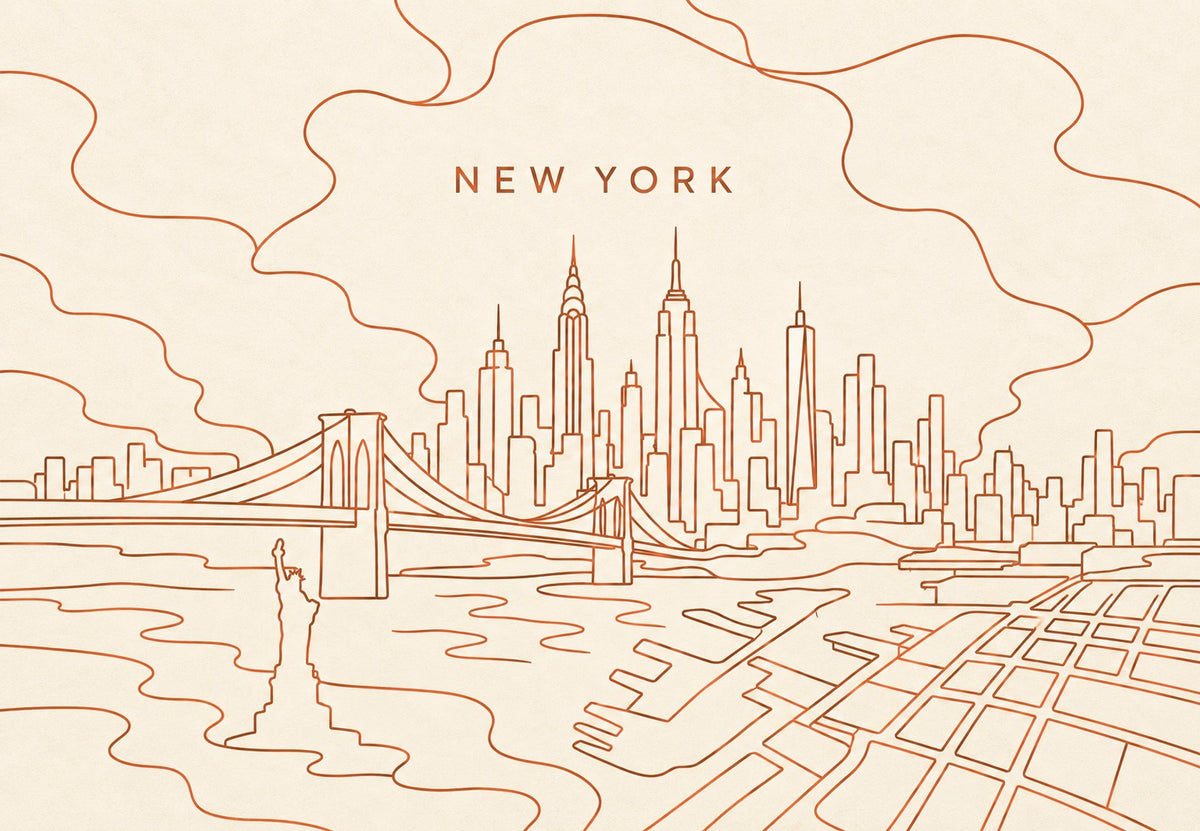 New York - A város egyetlen vonallal (Fekvő)