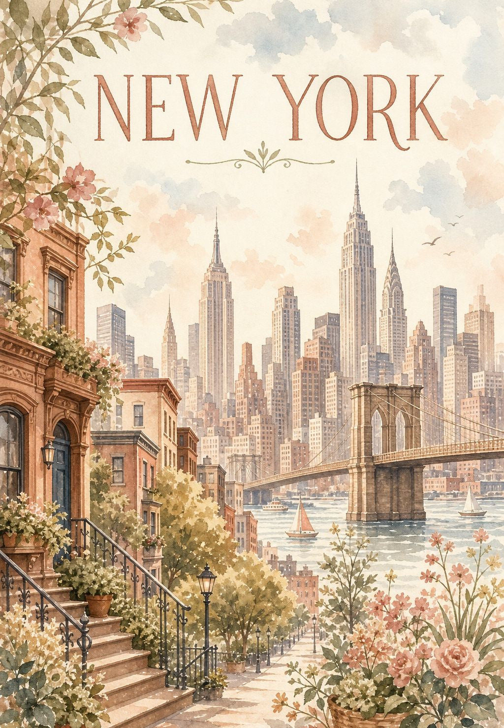 New York - Le perron fleuri