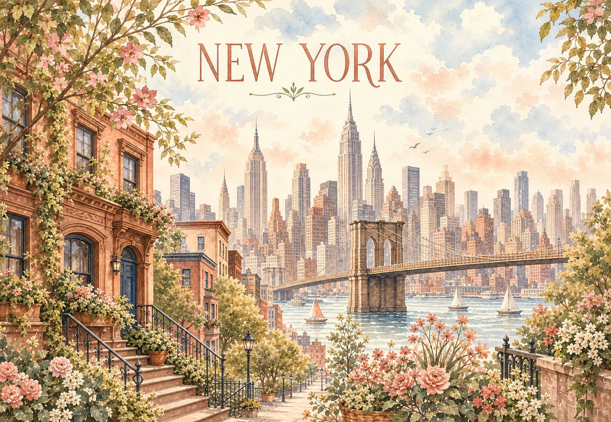 New York - Le perron fleuri (Paysage)
