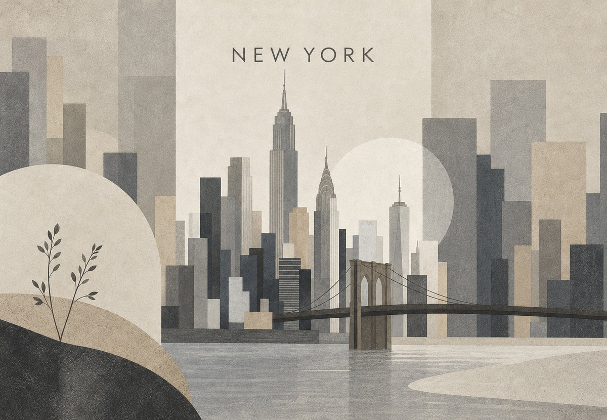 New York - Le pont sous un ciel de lin (Paysage)