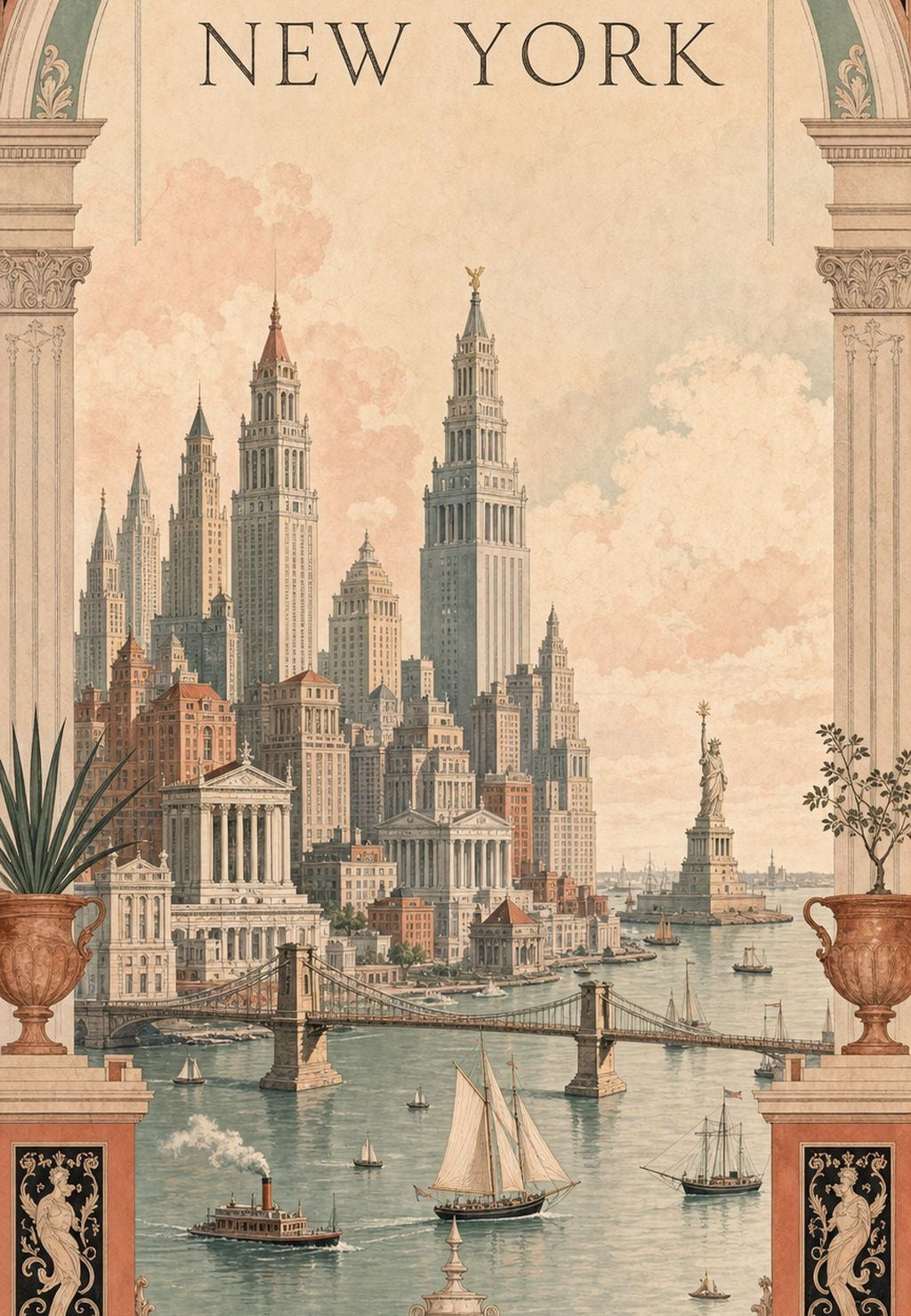 New York - Le port entre les colonnes