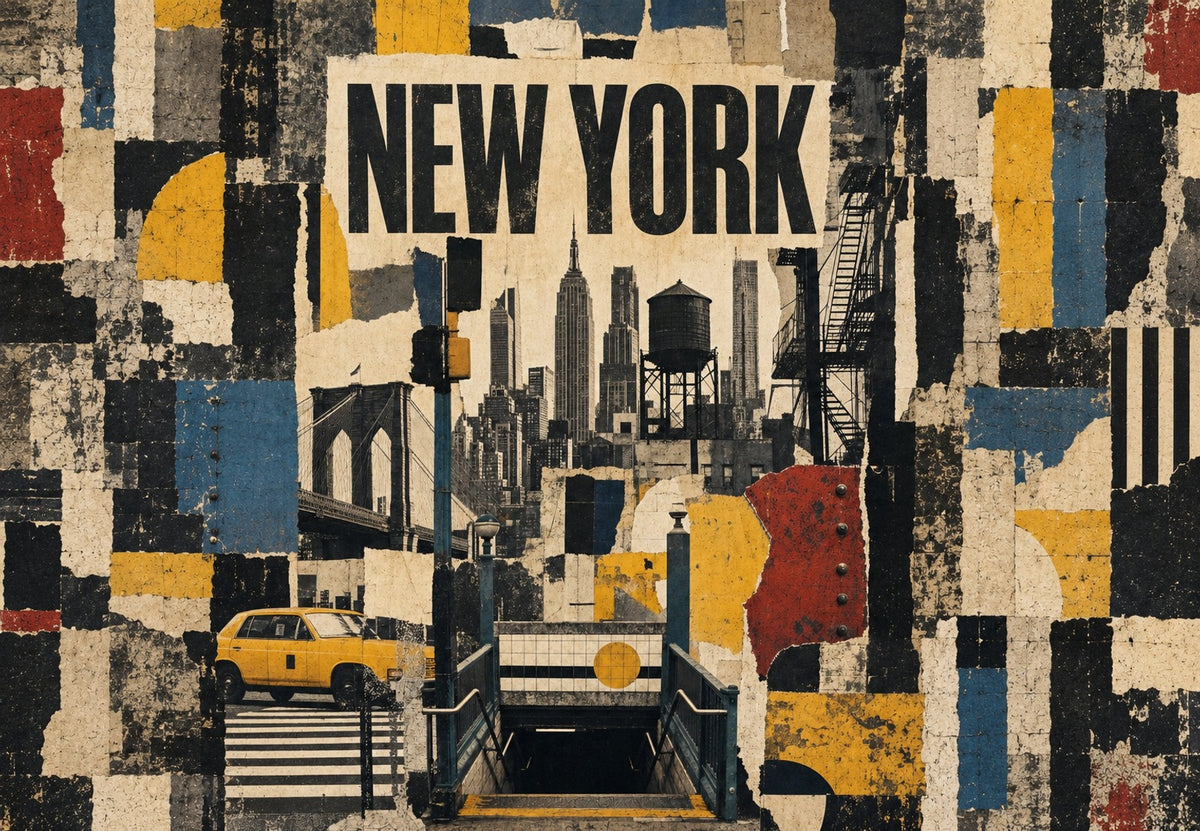 New York - Le taxi sous les échafaudages (Paysage)