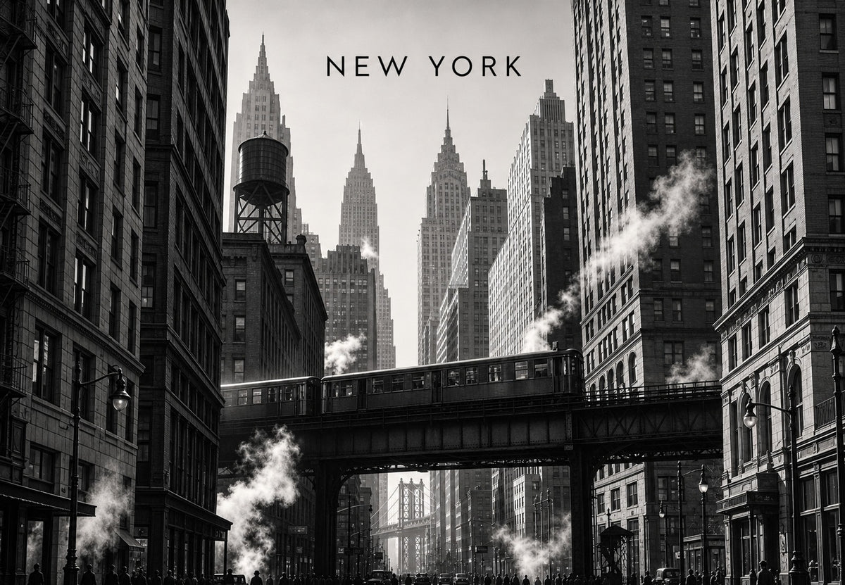 New York - Der Zug zwischen den Türmen (Querformat)