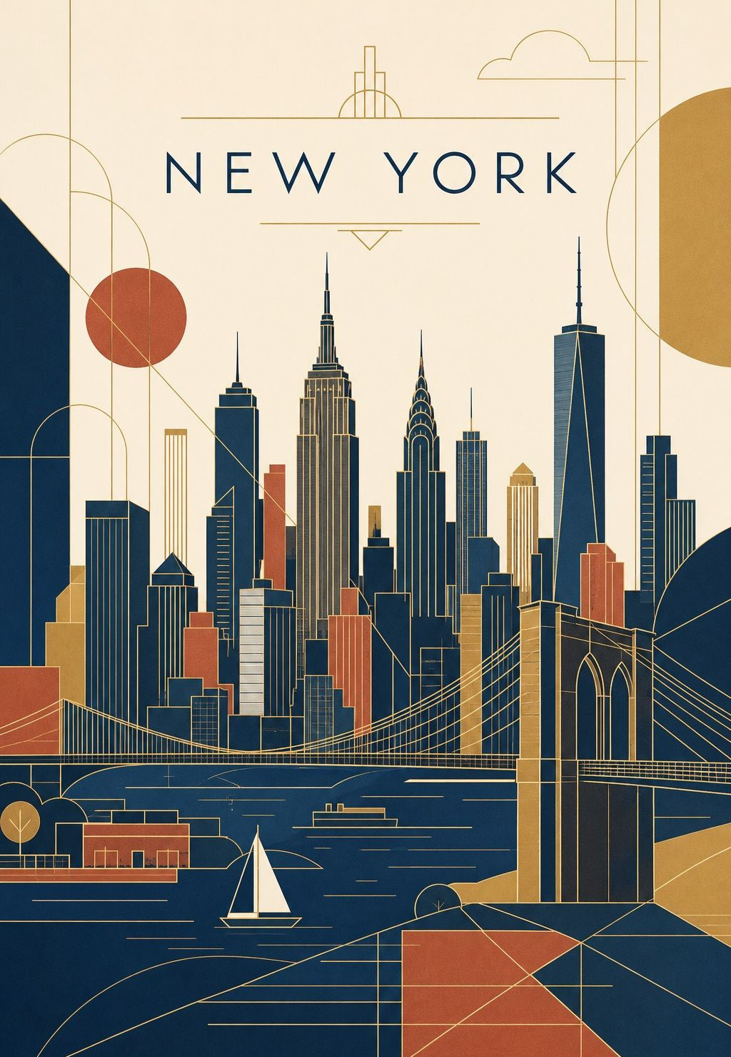 New York - The sailboat before the towers