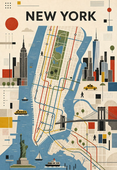 New York - Manhattan im Plan