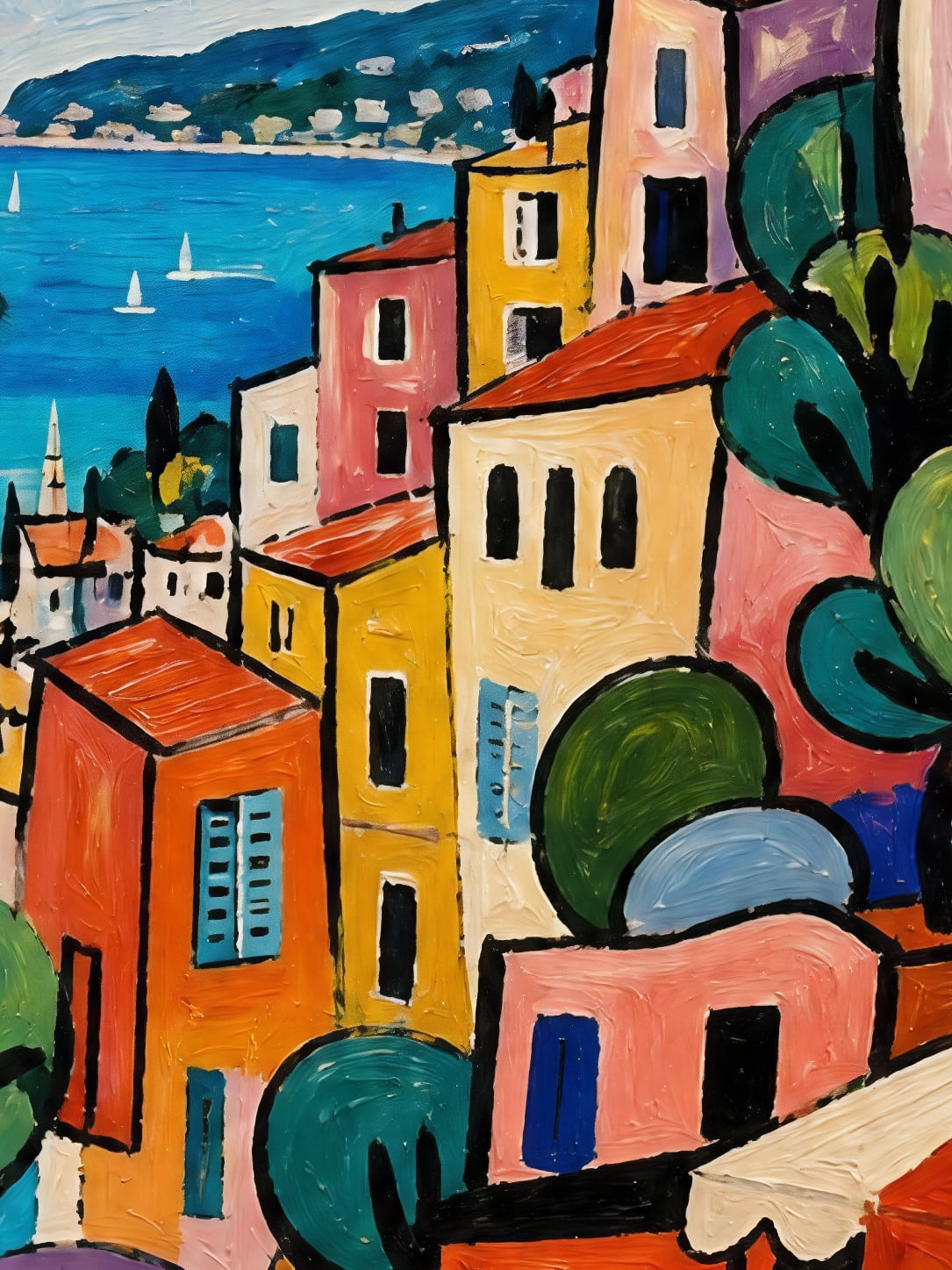 Detail a taille reelle du tirage, affiche nice marche aux fleurs sur la baie