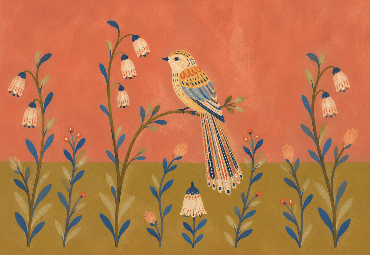 L'oiseau sur la branche fleurie (Paysage)