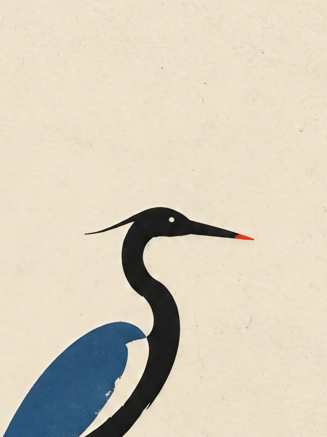 Detail a taille reelle du tirage, affiche oiseaux le heron bleu au bord de l eau