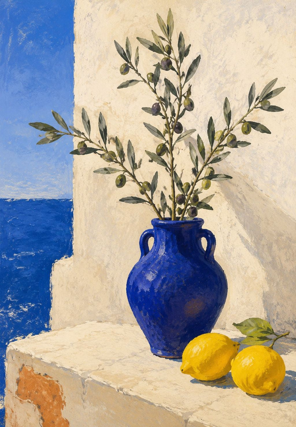 Le olive nel vaso blu