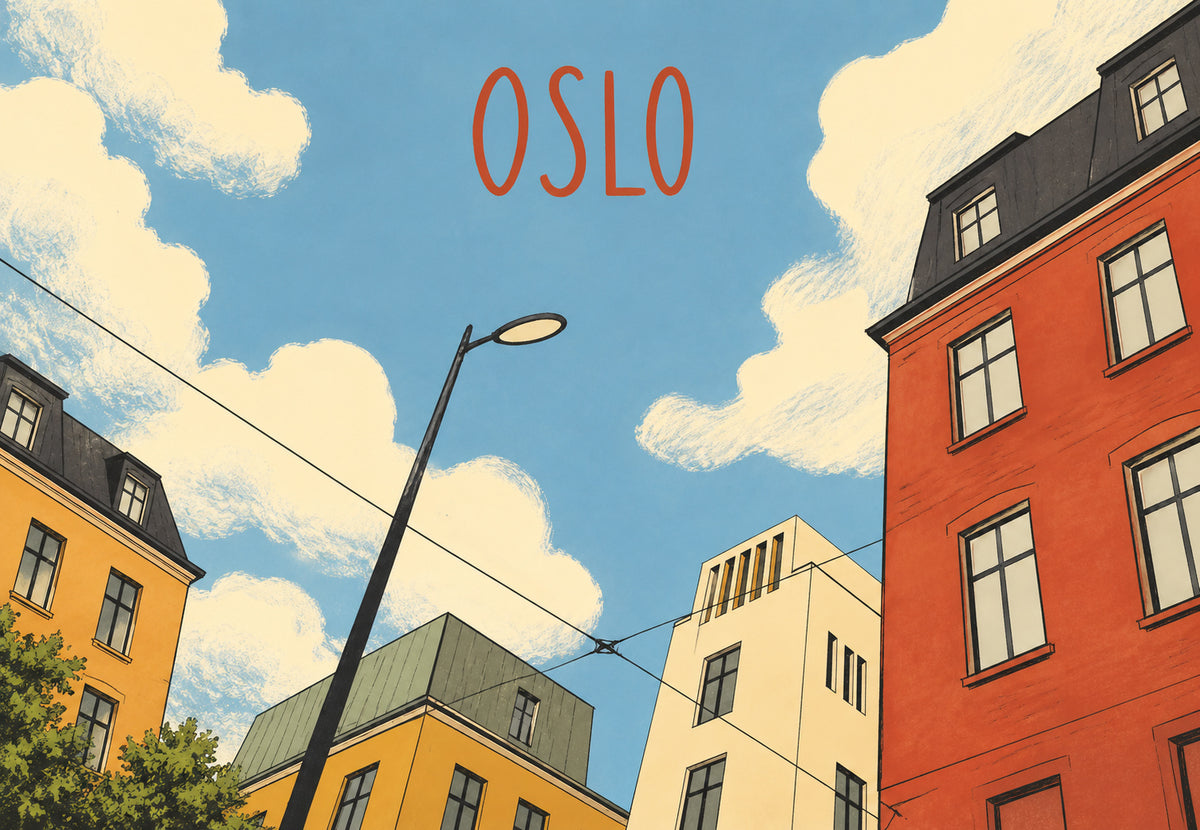 Oslo - Le coin de rue sous les nuages (Paysage)