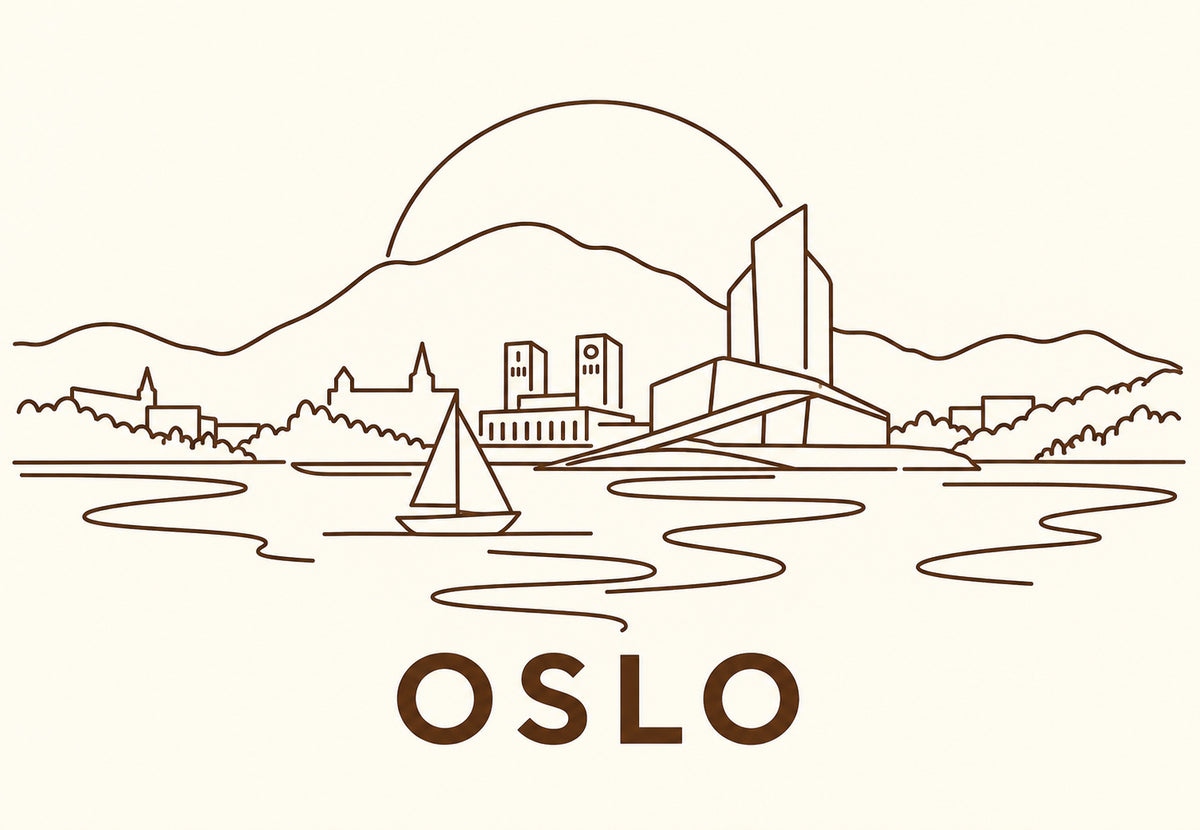 Oslo - Hnědá linka na slonovině (Na šířku)