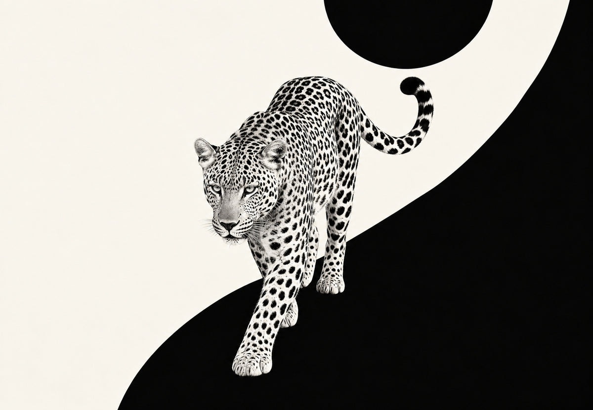 Der Leopard mit schwarzen Kreisen (Querformat)