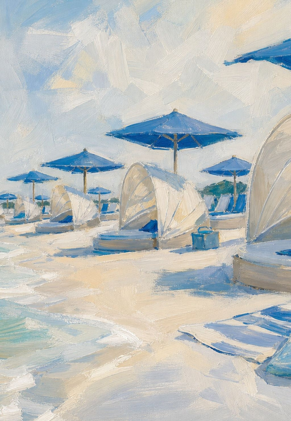 Blue Parasols on the Sand