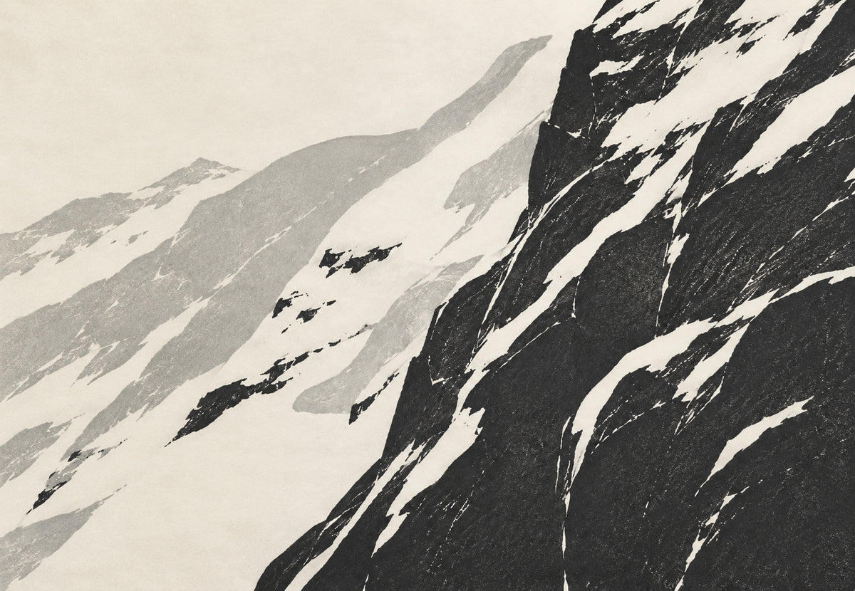 Arête rocheuse et pente enneigée (Paysage)
