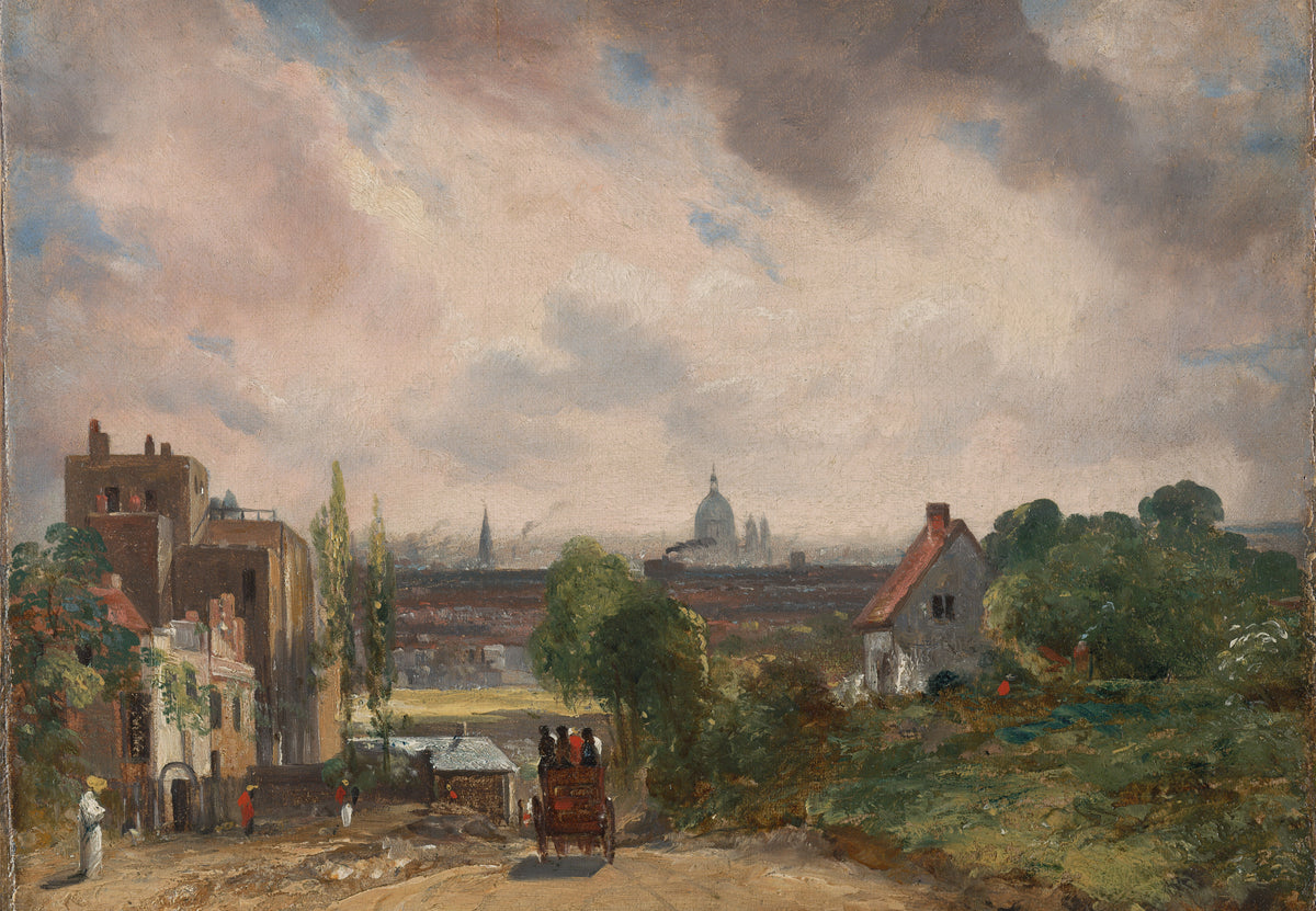 Calèche sur un chemin de campagne dominant Londres