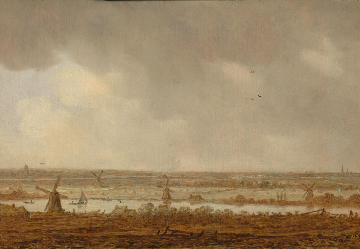 Dutch Polder Landscape with Windmills
