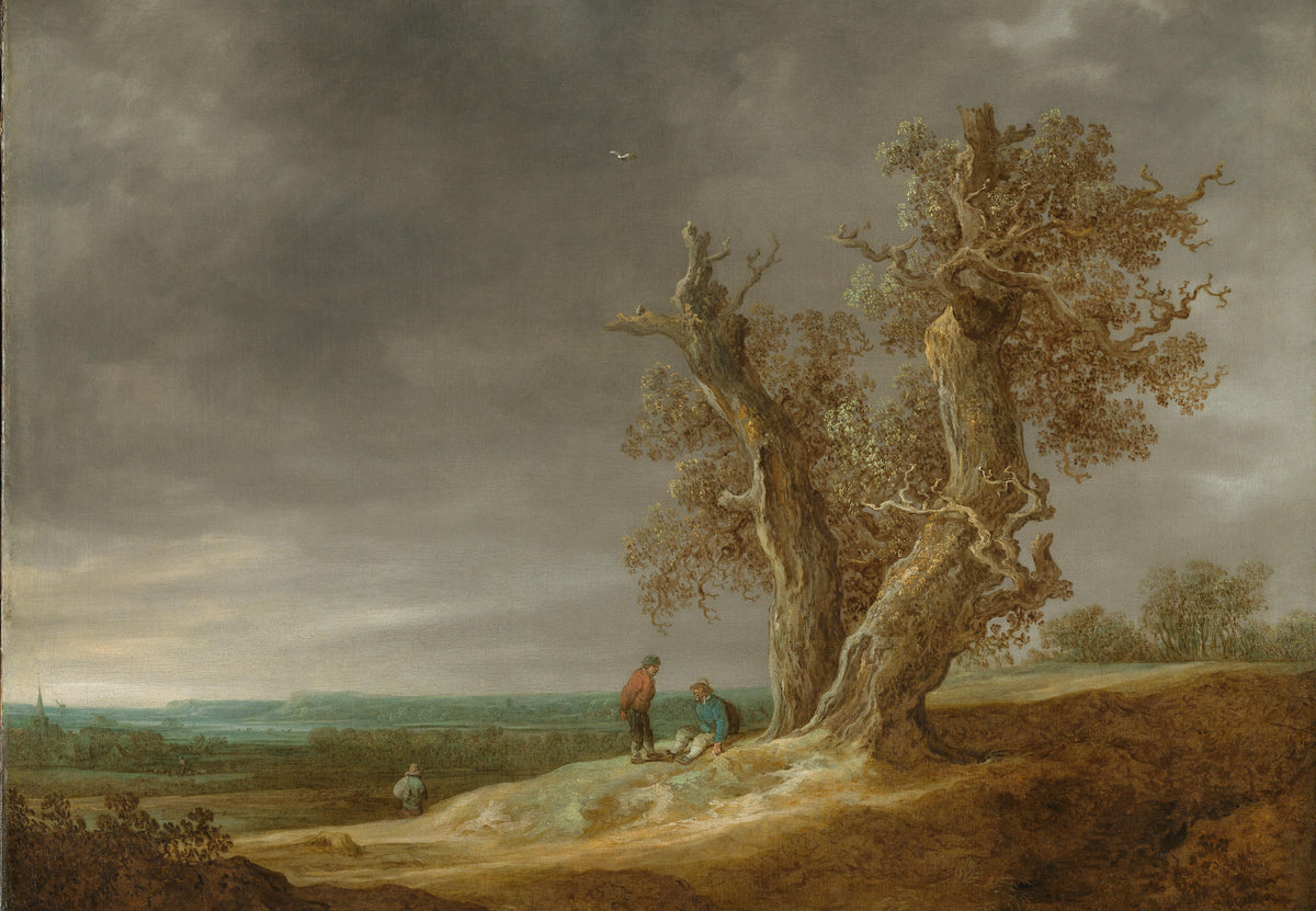 Two Gnarled Oaks on a Dutch Dune