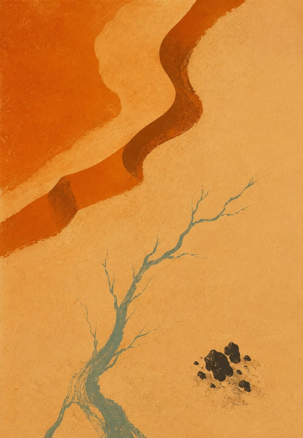 Duna arancione e albero solitario nel deserto
