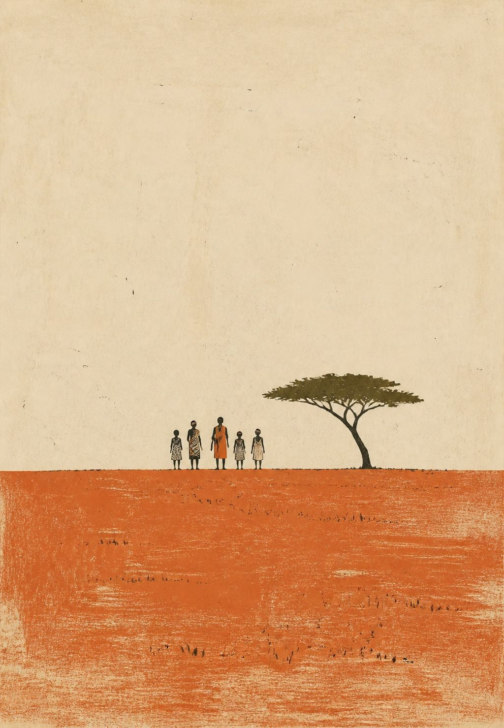 Familie unter der Akazie