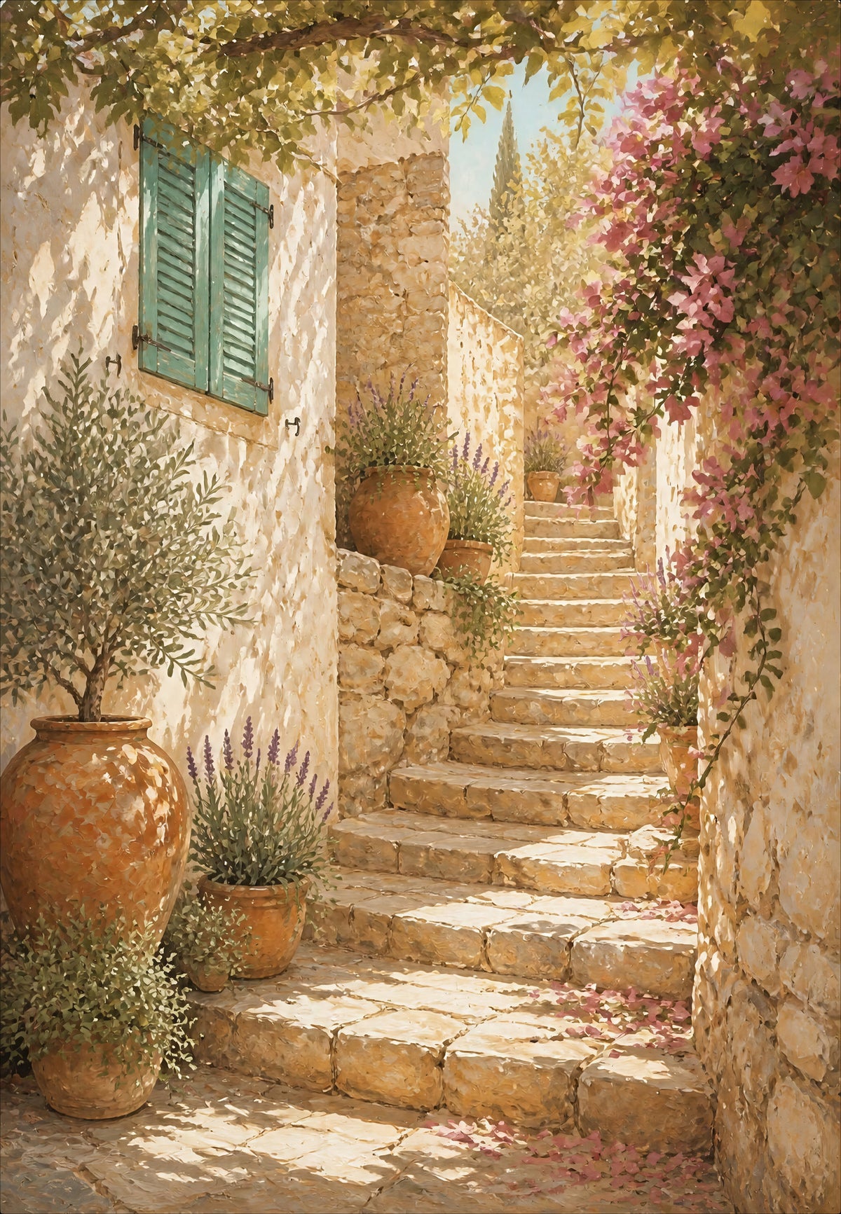 La scalinata di buganvillee