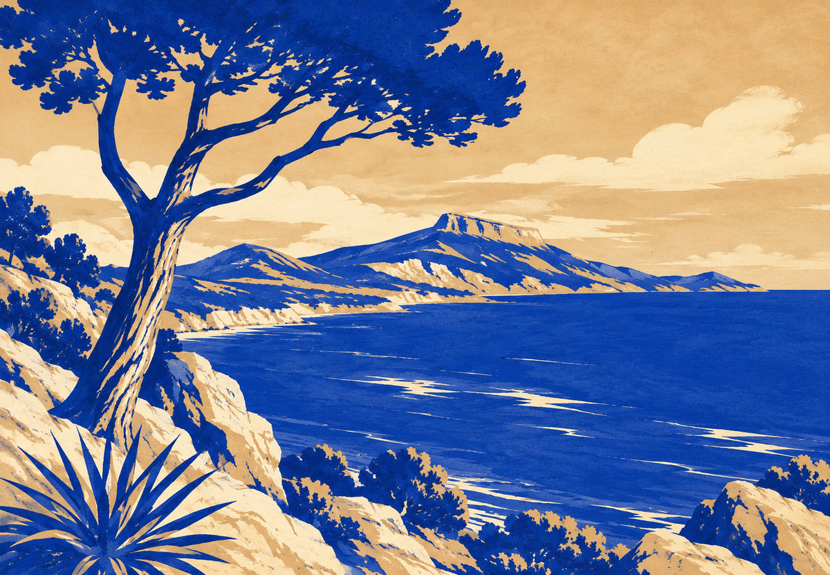 The Cobalt Bay and the Umbrella Pine (Landscape)