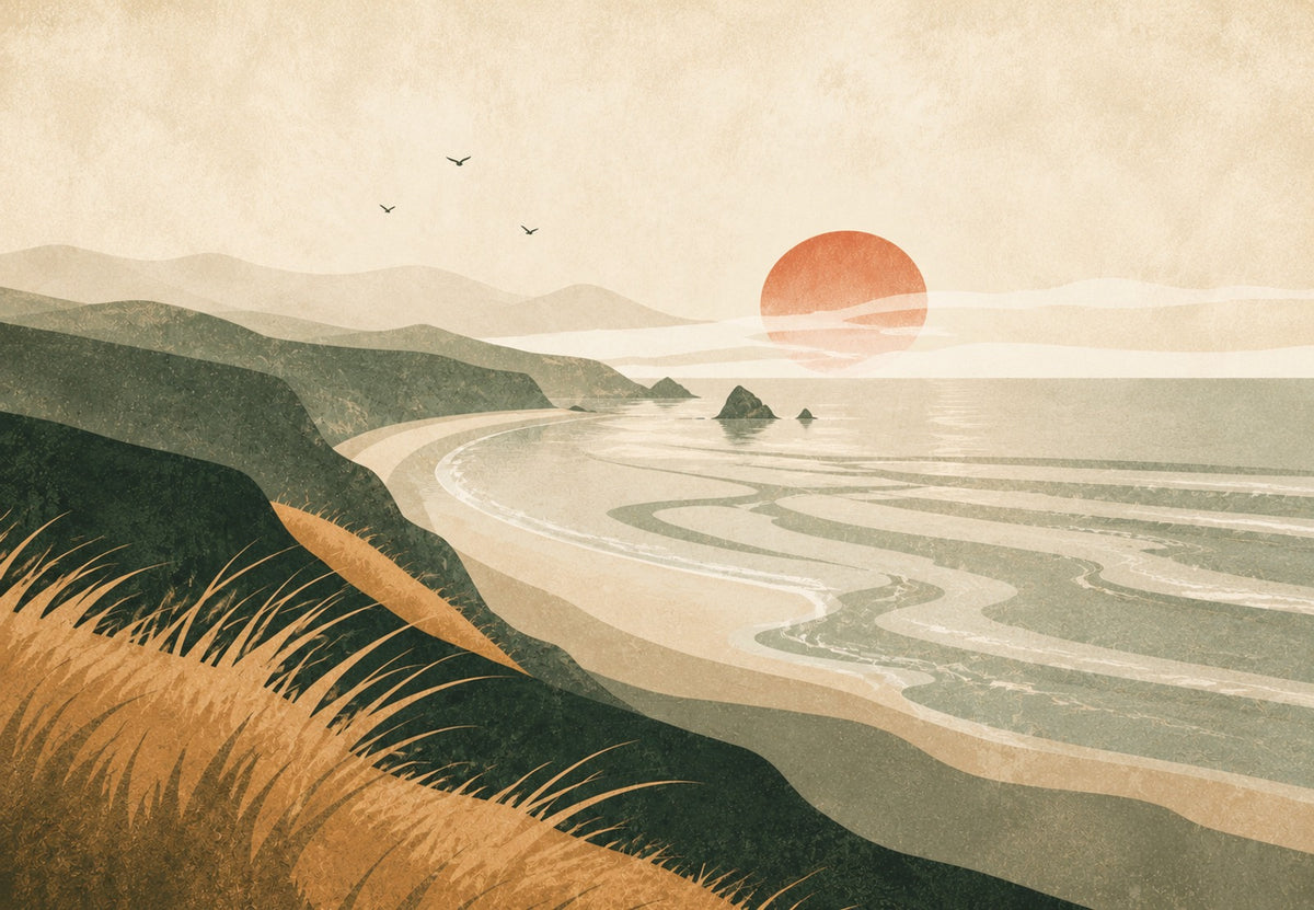 De boog van de baai bij zonsondergang (Liggend)