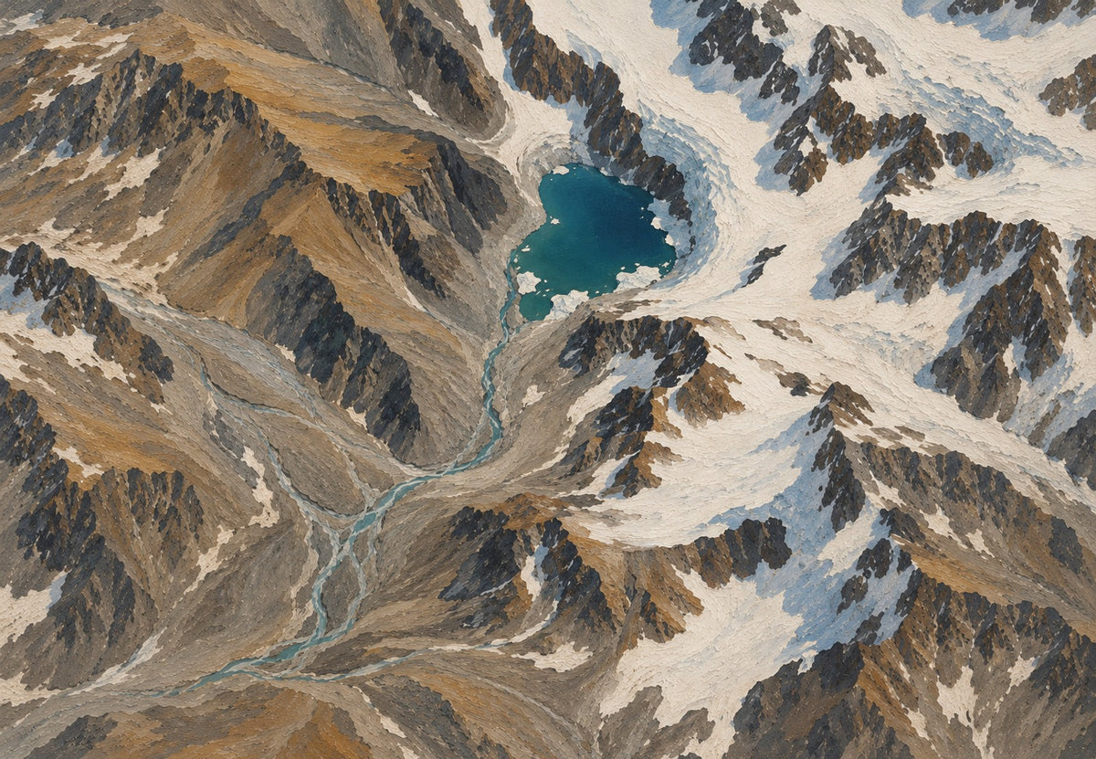 Gletschersee aus der Vogelperspektive (Querformat)