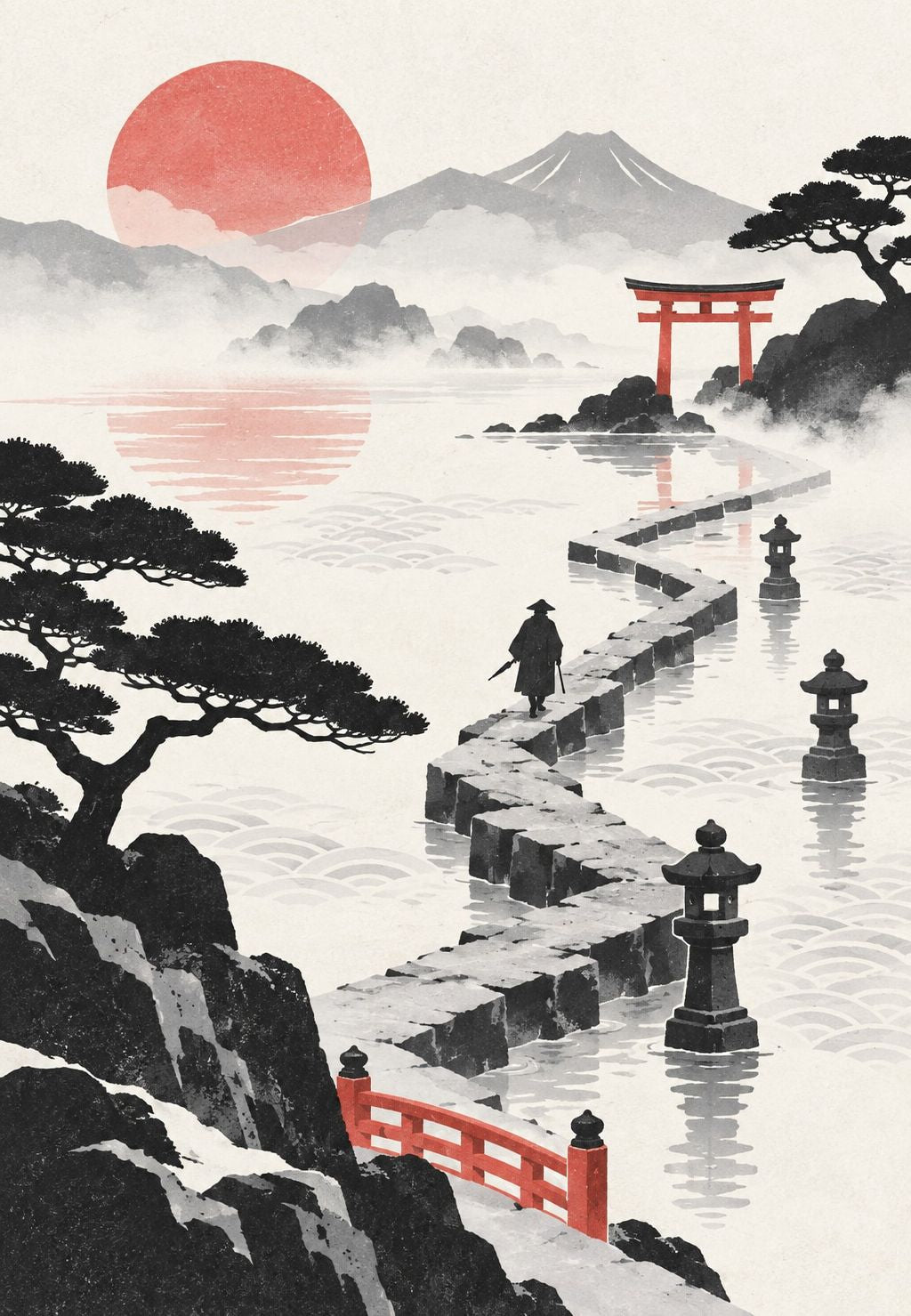 El sendero de piedra hacia el torii