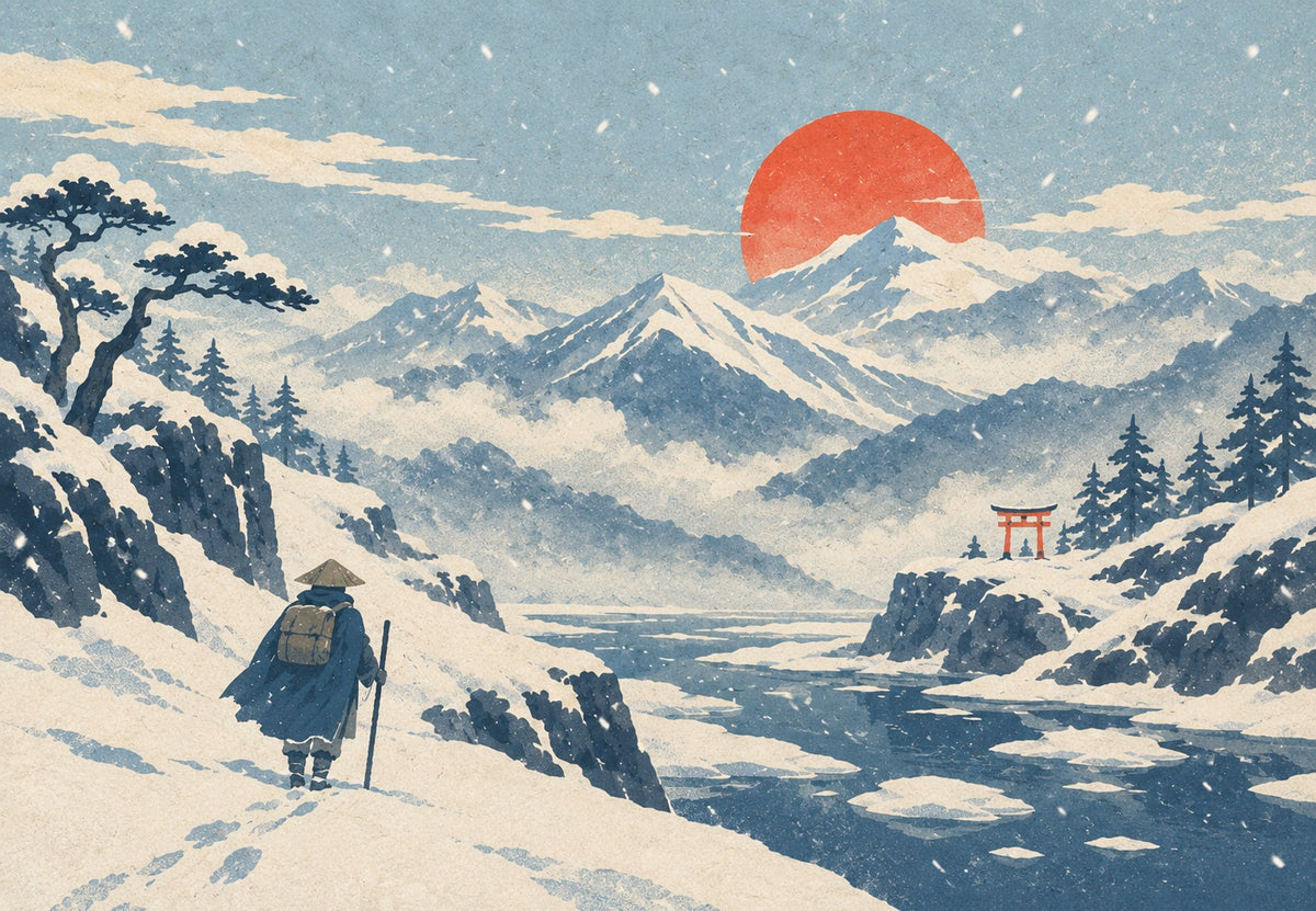Il sentiero innevato verso il torii (Orizzontale)