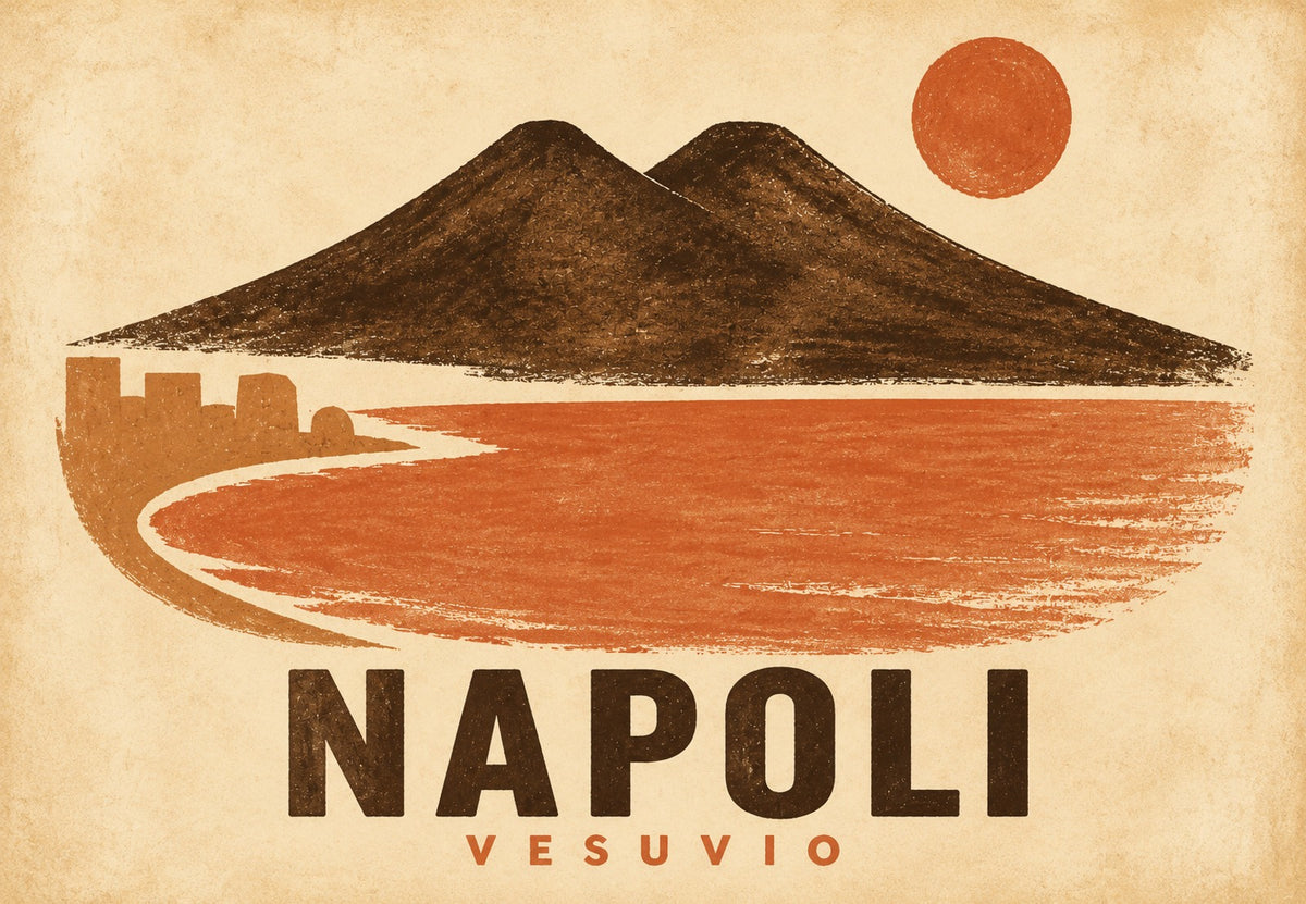 Vesuvius and the Bay Under an Orange Sun (Landscape)