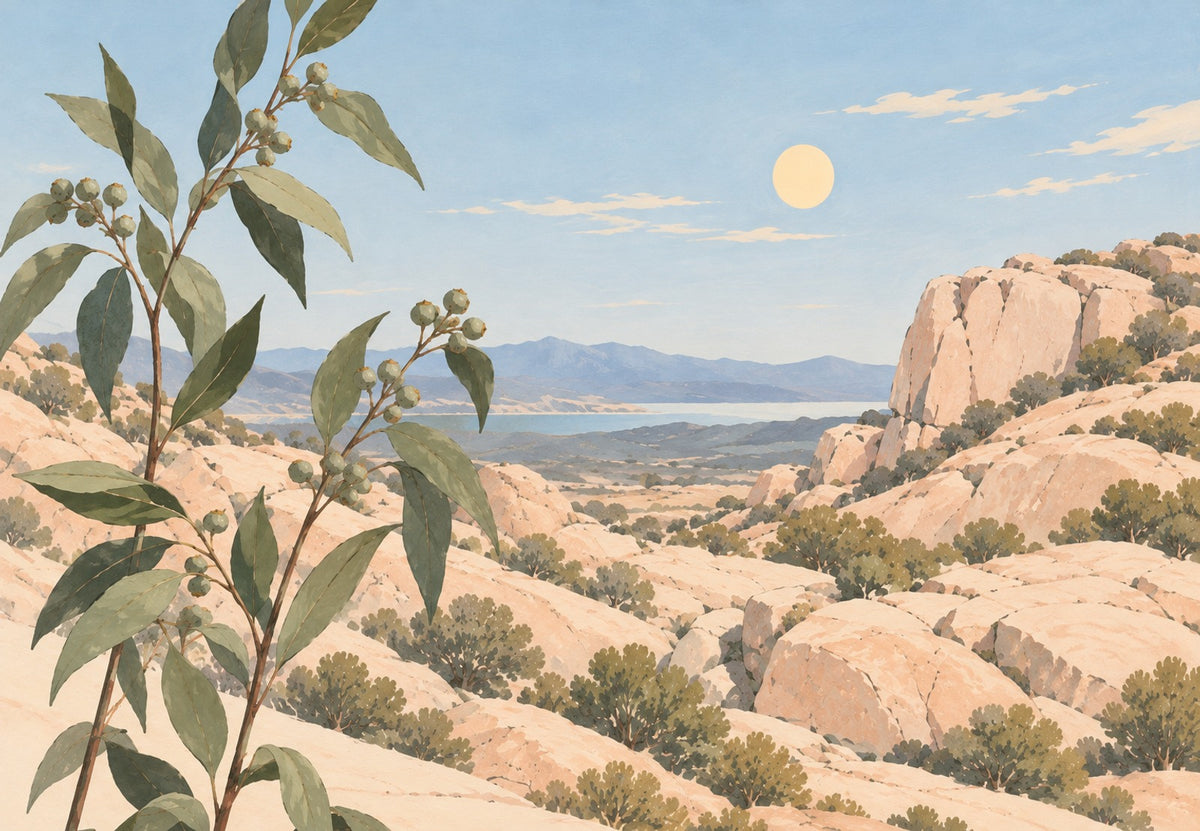 The Eucalyptus and the Pink Rocks (Landscape)