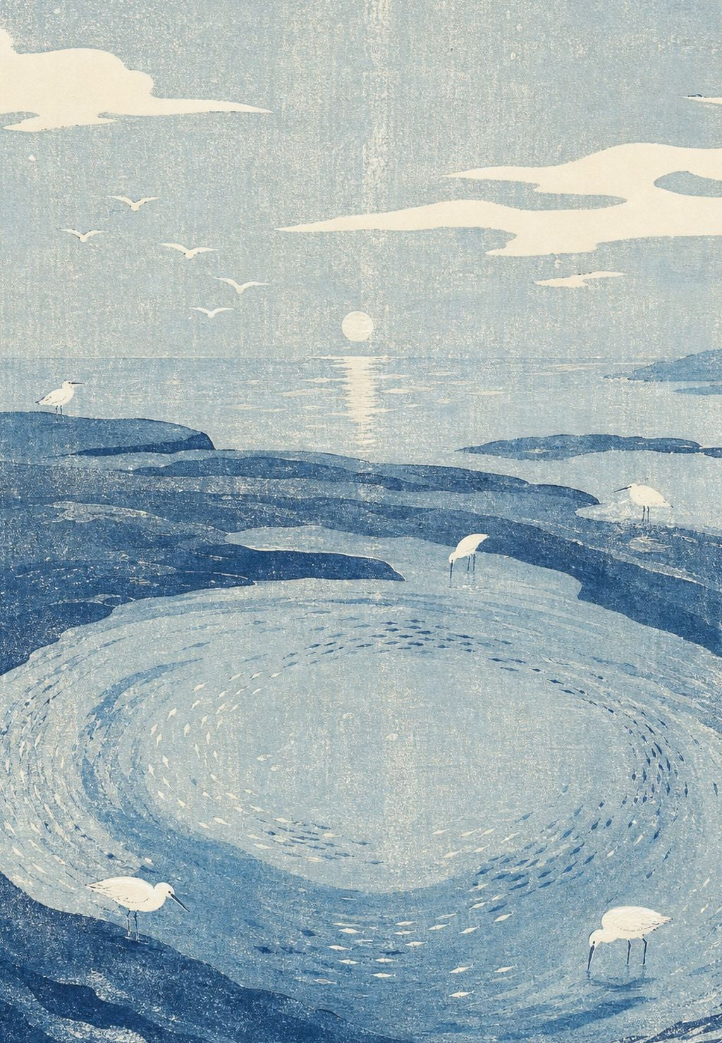 Vögel am blauen Becken