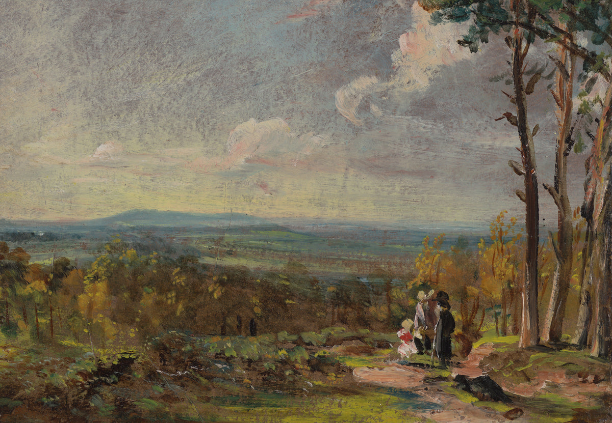 Promeneurs sur la lande, vue sur la vallée