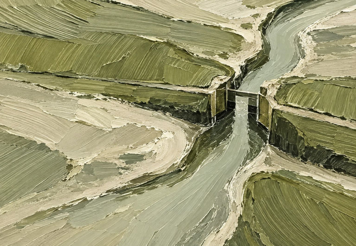 Winding River Between the Fields