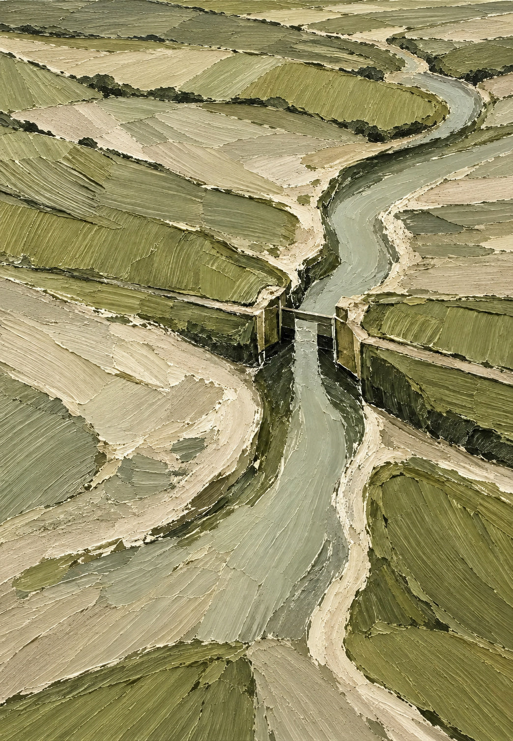 Winding River Between the Fields