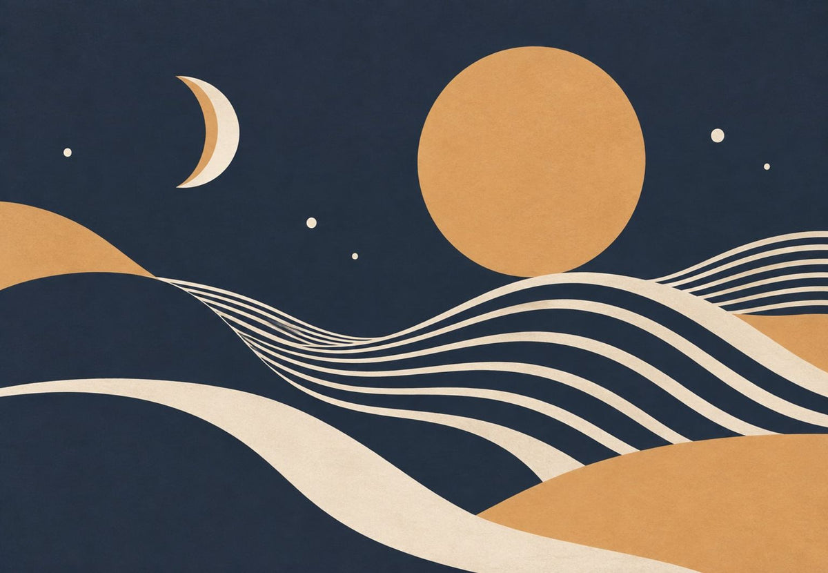 Sonne und Mond über goldenen Sandwellen
