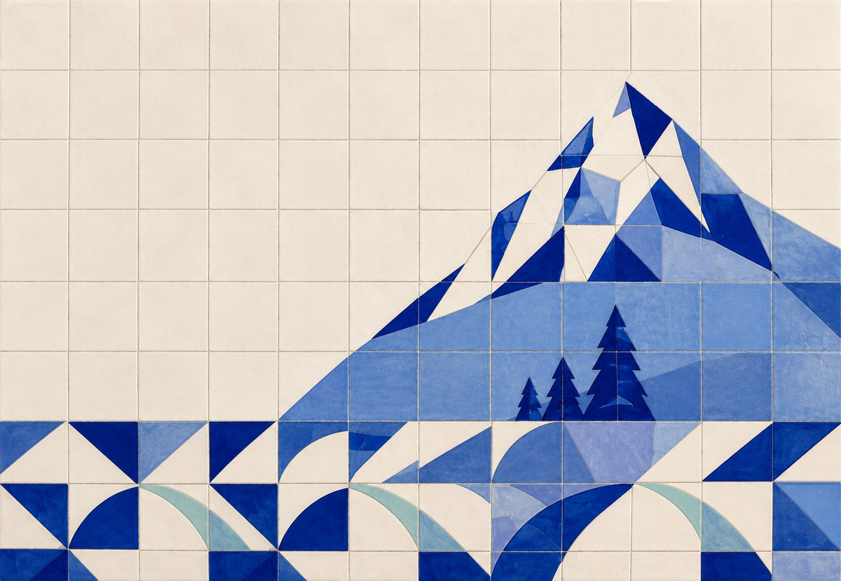 Alpengipfel im blauen Mosaik (Querformat)
