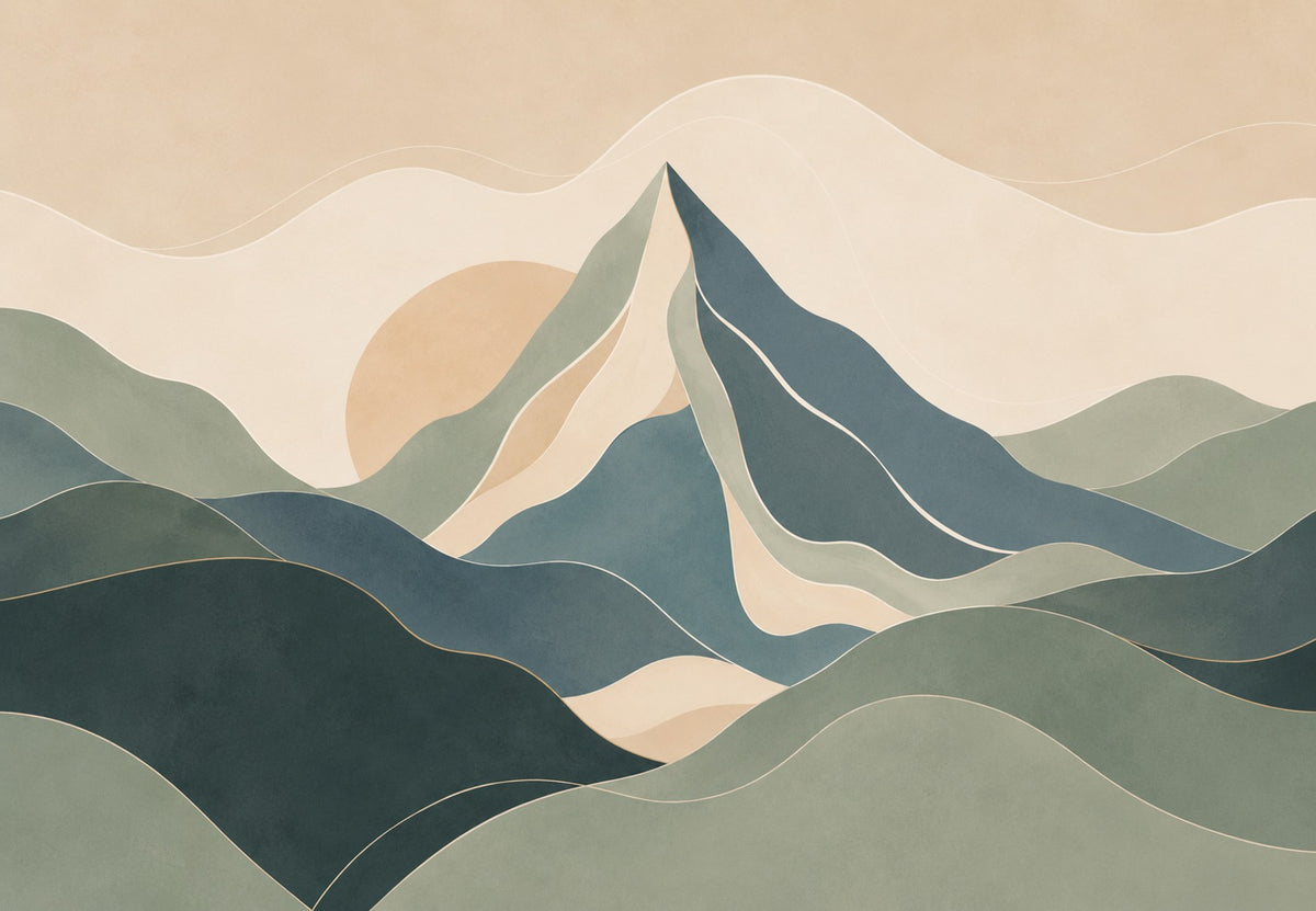 Blue-toned peak under a pastel sun (Landscape)