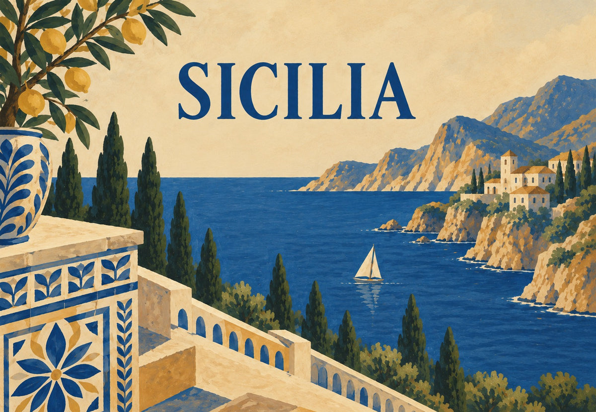 Sunlit Terrace Over the Sicilian Coast (Landscape)
