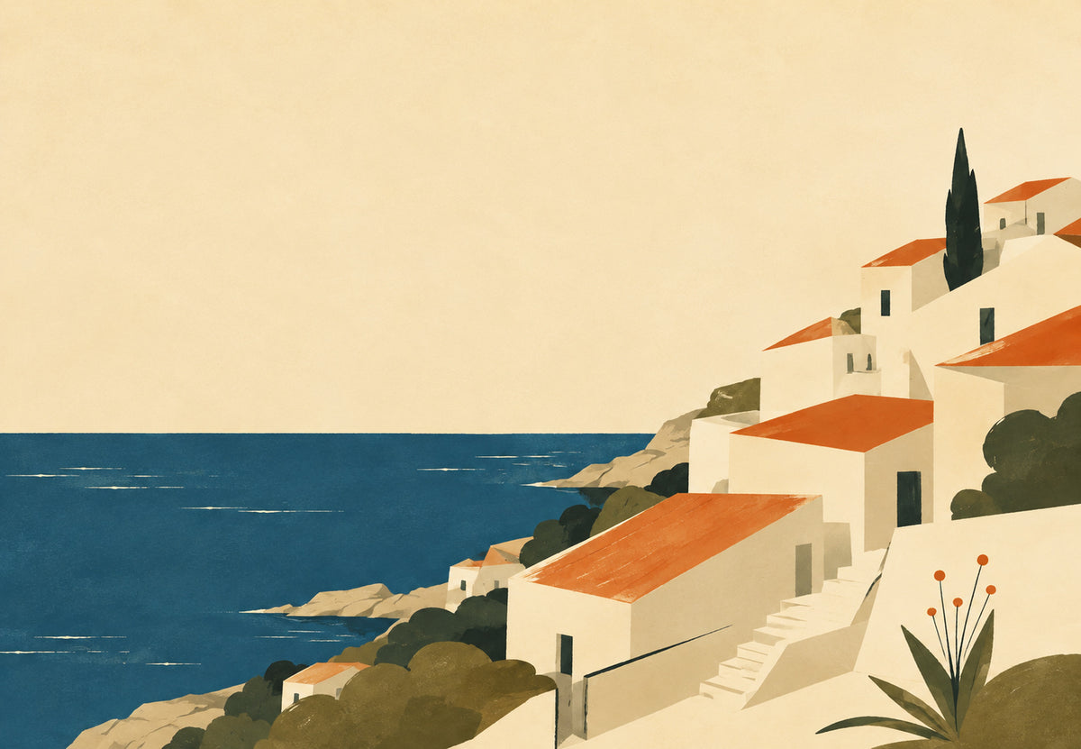White Village Facing the Sea (Landscape)